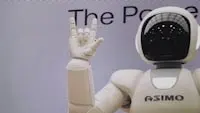 Asimo robot doing handsign